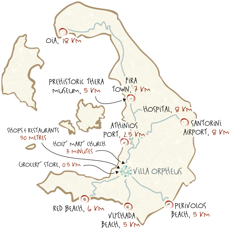 Santorini Distances map